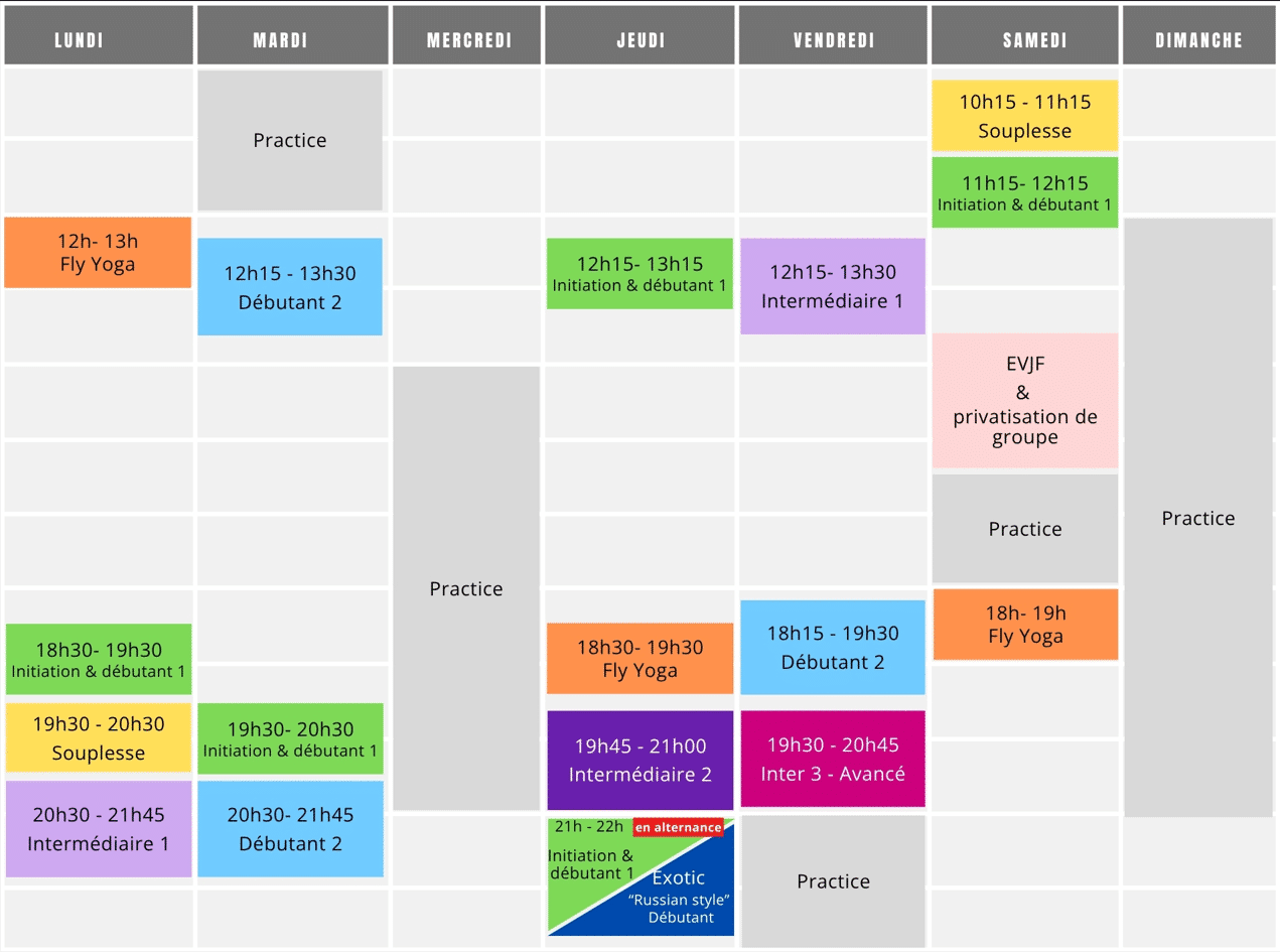 horaires cours pole dance 78 voisins